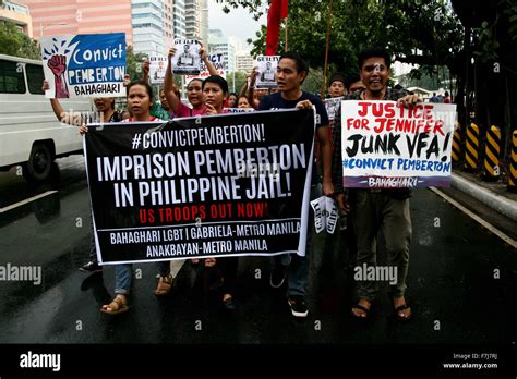 Manila Philippines 1st Dec 2015 Lgbtq Group Bahaghari Joined Gabriela As They Protest In