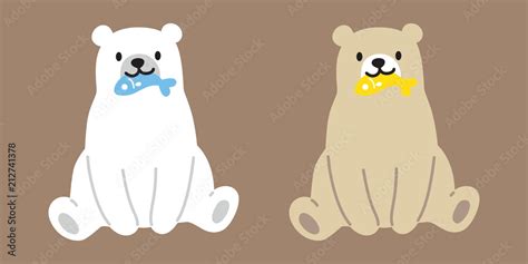 Bear Vector Polar Bear Logo Icon Fish Character Cartoon Clip Art