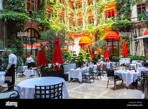 Paris France Luxury Outside Garden Terrace French Bistro Stock