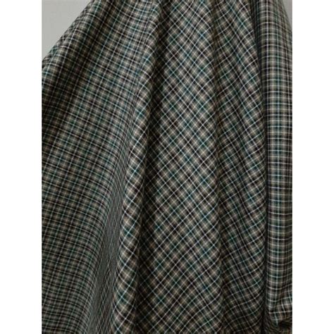 Jual Kain Kotak Semi Wool Garis Hijau Olive Dan Hijau Daun Krem