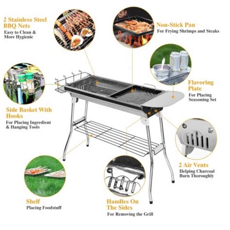 Foldable Bbq Grill Portable Charcoal Barbeque Grill Stainless Steel Bbq