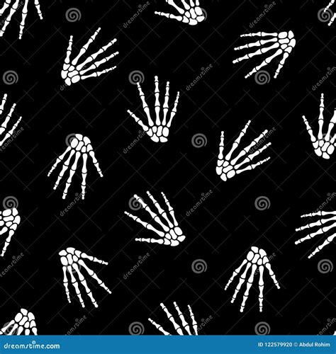 Seamless Pattern With Human Skeleton Hand Stock Vector Illustration Of Medical Black 122579920