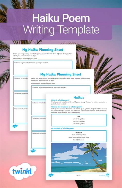 Haiku Poem Writing Template And Worksheet Writing Templates Haiku