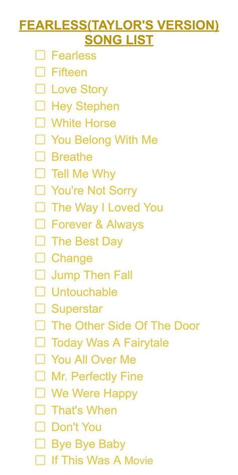 fearless taylor's version song list💛⭐️🌻