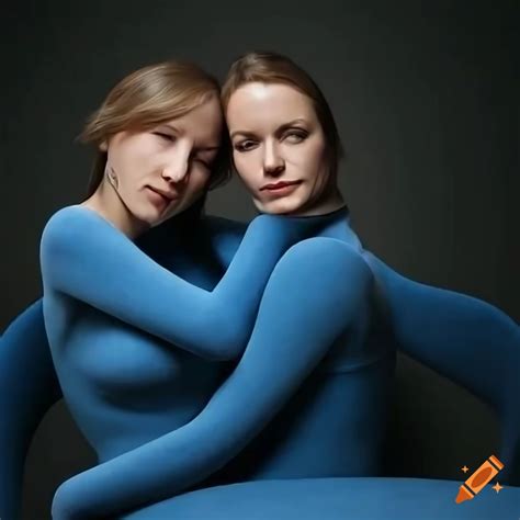 Artistic Illusion Of Two Women Sitting Together