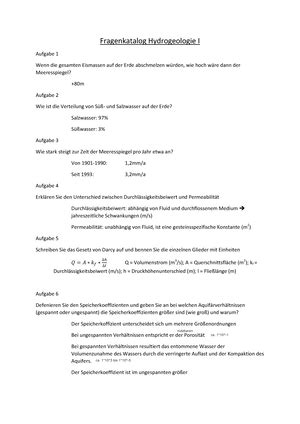 Hydrogeologie WS 22 23 Übung 1 Lösung Hydrogeologie I 11 02 1221 vu