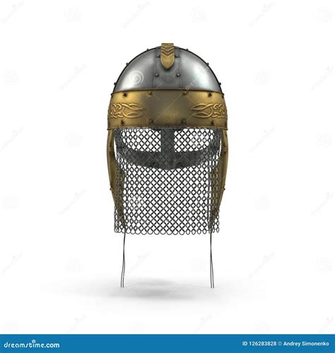 Old Viking Helmet on White. 3D Illustration Stock Illustration ...