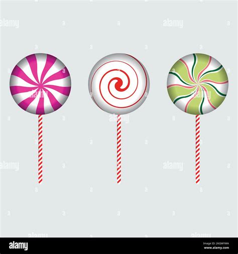 Christmas Round Candy With Red Off White Pink And Lime Color Strips