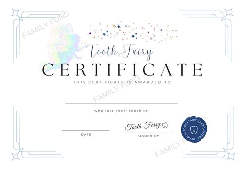 Tooth Fairy Certificate Printable Etsy