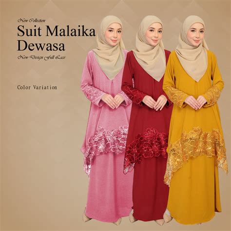 Baju Kurung Malaika Lace Material Italian Cotton Cey Suit Raya