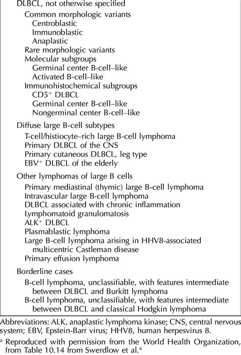 World Health Organization Classification Diffuse Large B Cell