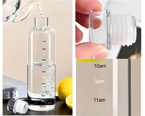 Ml Best Reusable Glass Water Bottle With Time Markings