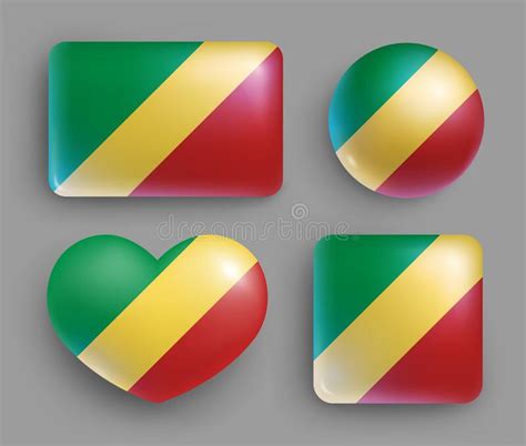 Democratic Republic Of The Congo Country Flags Set Stock Vector