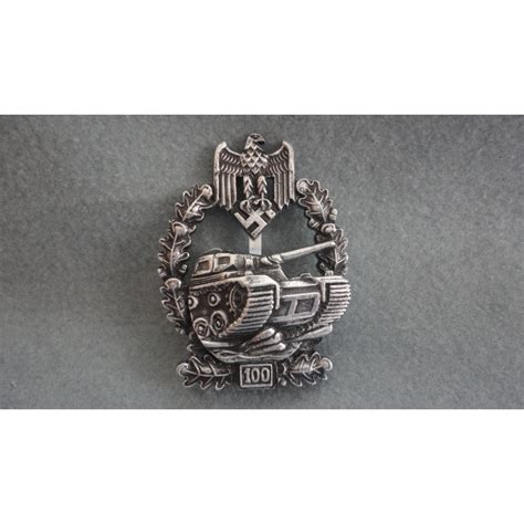 Ww2 German Panzer Tank Battle Badge 100 Actions German Military Collection