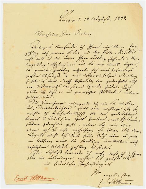 Eigenh Brief Mit U By Willkomm Ernst Schriftsteller 1810 1886