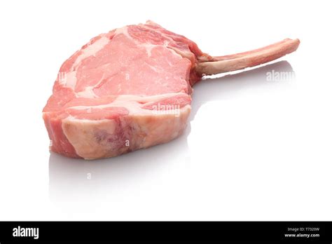 Veal Cutlet With Bone White Isolated Stock Photo Alamy