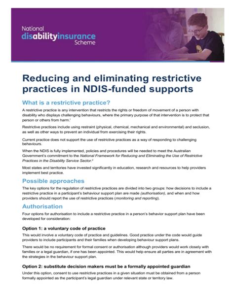 Reducing And Eliminating Restrictive Practices In Ndis