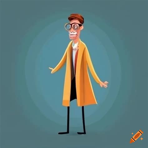 Tall Slim Man Wearing Glasses And A Long Coat In Cartoon Style On Craiyon