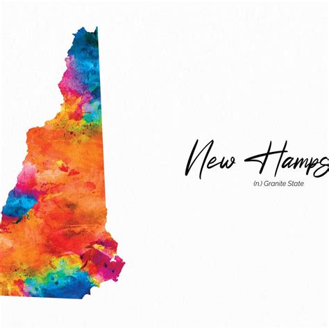 Granite State New Hampshire Map Wall Art | Digital Art