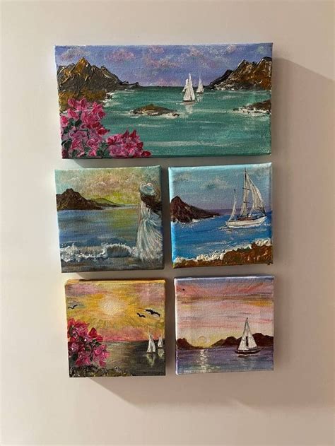 Mini Painting Collection Ships And The Sea Small Painting Acrylic