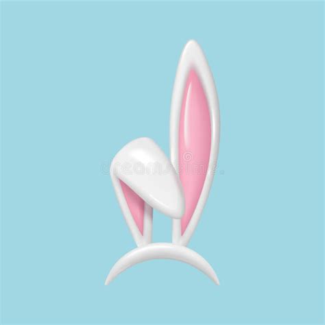 3d Render Easter Bunny Ears Mask Realistic Rabbit Ears Spring Hat Set