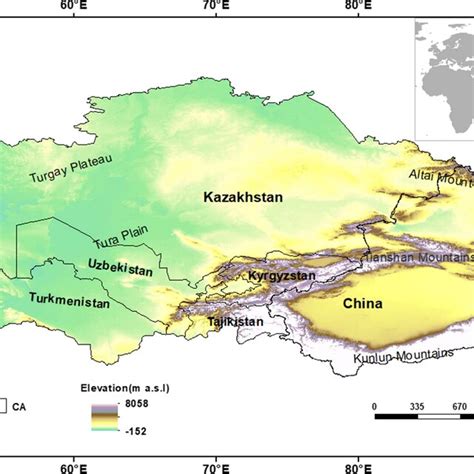 Map Showing The Spatial Distribution And Elevations Of Locations In