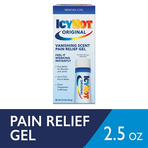 Icy Hot Pain Relieving Gel Vanishing Scent With Menthol 2 5 Ounces