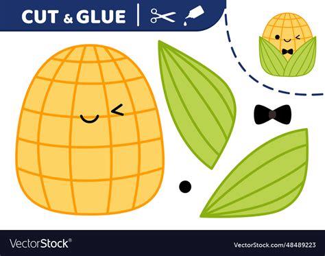 Corn Squishmallow Cut And Glue Applique Paper Vector Image