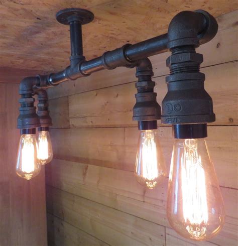 4 Light Industrial Black Pipe Chandelier Etsy Uk