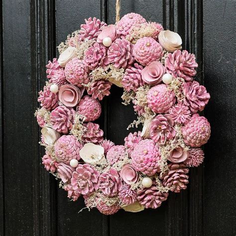 Handmade Spring Pink Front Door Wreath By Dibor Pink Wreath Wreaths Christmas Door Wreaths