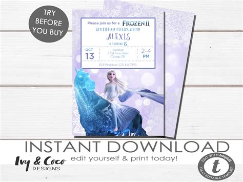 1354 Frozen 2 Birthday Frozen 2 Digital Frozen 2 Printable Frozen 2