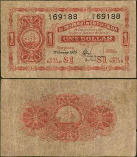 1 Dollar Government Issue Guyana Numista