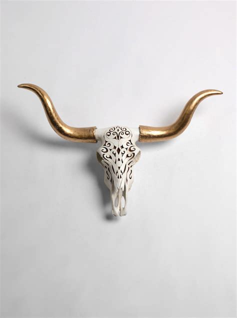 Cow skull Decor, Cow head Wall Art & Longhorns by White Faux Taxidermy ...