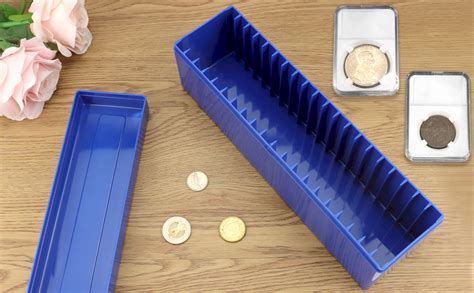 Amazon QWORK Blue Plastic Coin Slab Storage Box 2 Pack