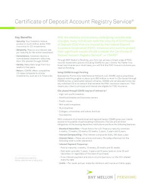 Fillable Online Certificate Of Deposit Account Registry Service