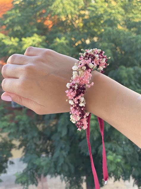 Pulsera Circular Ajustable De Flores Preservadas Dama De Honor Blimland