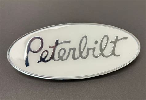 Peterbilt Engraved Oval Emblem - White