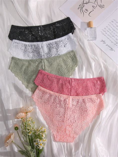 5pack Floral Lace Panty Sets Lingerie SHEIN USA