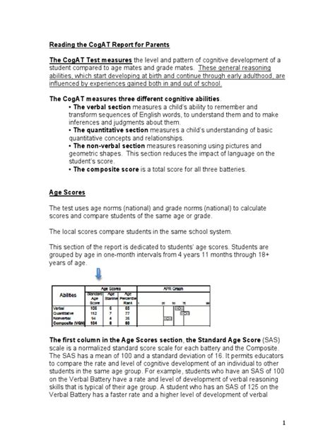 The Cogat Test Explanation For Parents | PDF | Percentile | Standard Score