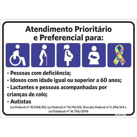 Placa Atendimento Prioritário E Preferencial Autismo 18x25cm Shopee