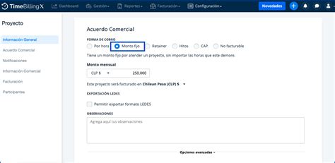 Qué formas de cobro pueden tener mis proyectos en TimeBillingX