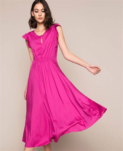 Robe En Popeline Avec Volant Femme Fuchsia Twinset Milano