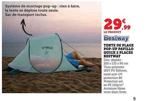 Promo Tente De Plage Pop Up Pavillo Quick Places Bestway Chez U