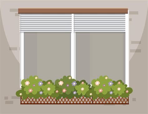 Free Vector Window With Flower Box