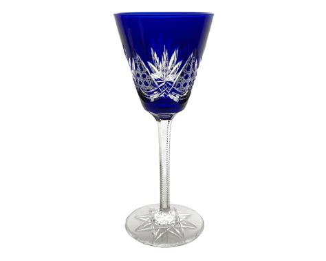 Antique Cobalt Blue Wine Glass Goblet Hock Cut To Clear Lead Etsy