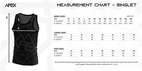 Custom Singlet Size Chart Oztag Singlets Apex Custom Apparel