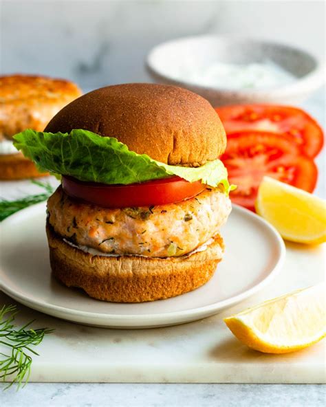 Lemon Dill Salmon Burgers • Daisybeet