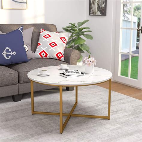 2024 Popular Modern Round Faux Marble Coffee Tables