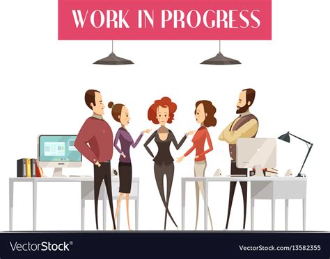 Work in progress cartoon style design Royalty Free Vector