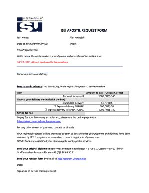 Fillable Online Isu Apostil Request Form Isunet Edu Fax Email Print